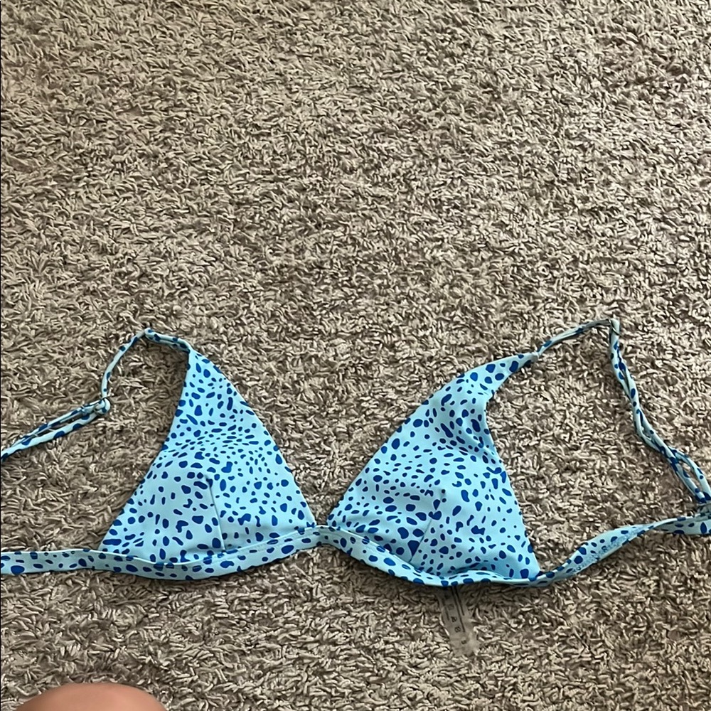 SHEIN Blue Leopard Print Bikini Top